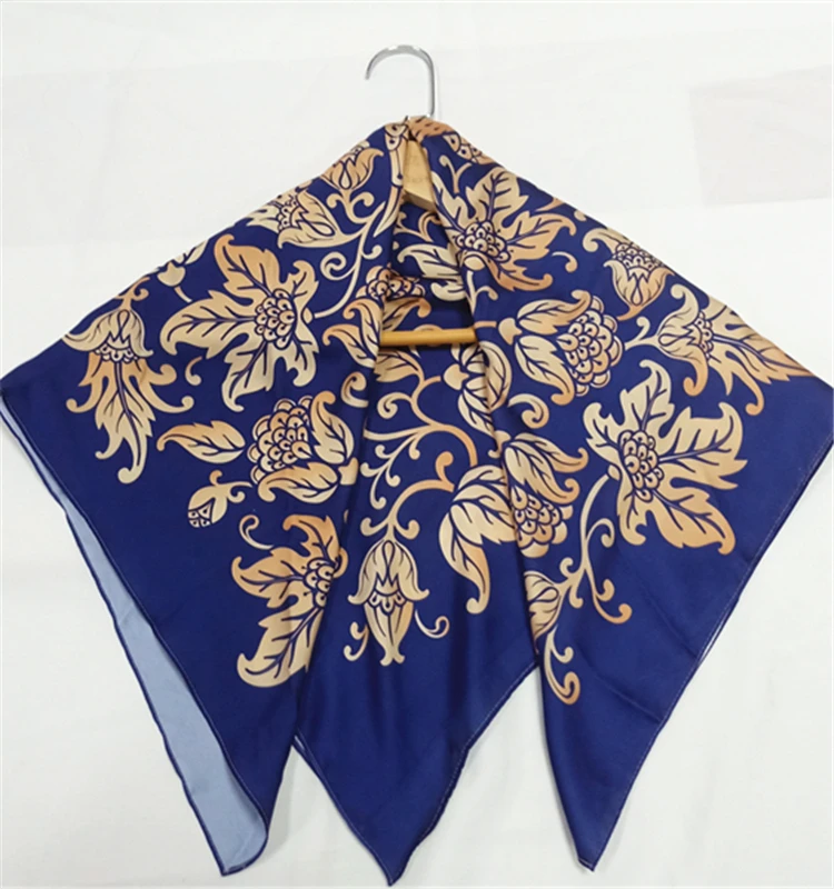 Factory Custom High Quality Silk Satin Chiffon Scarf New Style Square Adult Spring Plain Dyed Scarf for Women