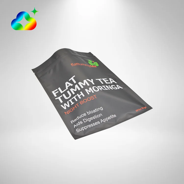 2022 Amazon Hot Sale High Quality Print Matte Finish Stand Up Food Pouch Packaging Black Ziplock Bags For Tea