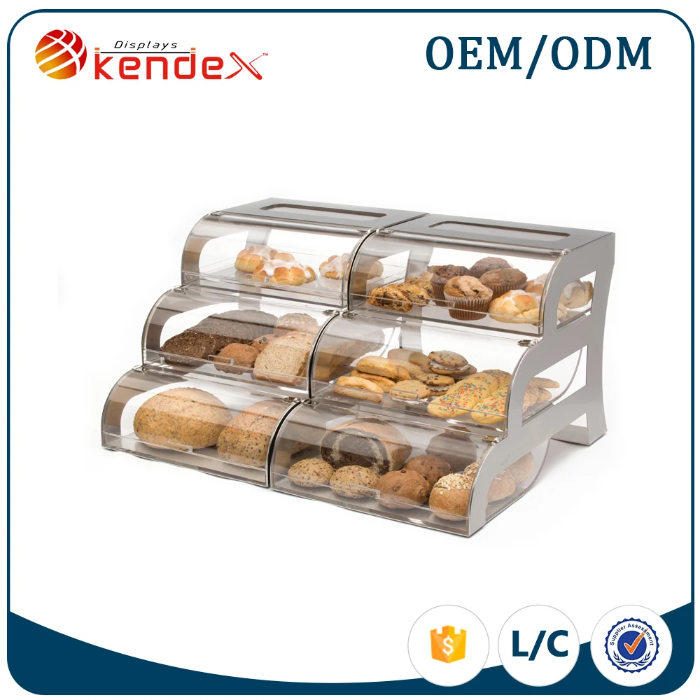 
 Прозрачный акриловый 3 яруса кружевных стойка дисплея еды хлебные полки  