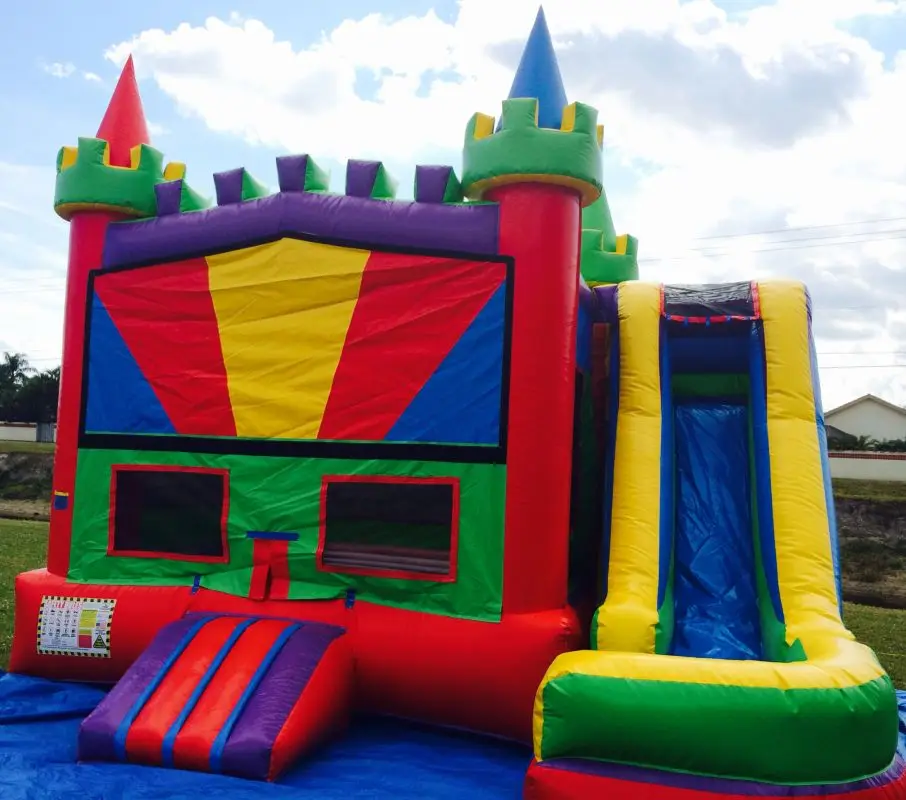 
5 in 1 inflatable bounce house colorful inflatable castle and slide for sale 