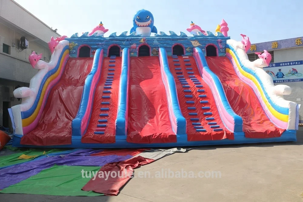 Large water park whale theme PVC0.55mm inflatable slip n slide inflatable slides for kids and adults 2018