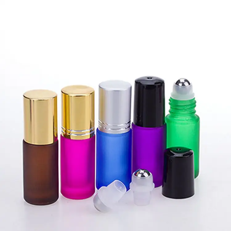 Wholesale Essential Oil Roller Bottles 5ml 10ml Perfume Colorful Fancy Glass Roll On Bottle