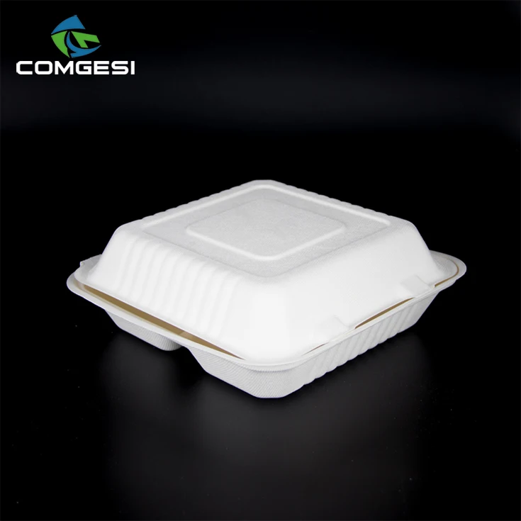 
Eco-friendly sugar cane bagasse paper containers take away lunch salad disposable biodegradable food packaging 