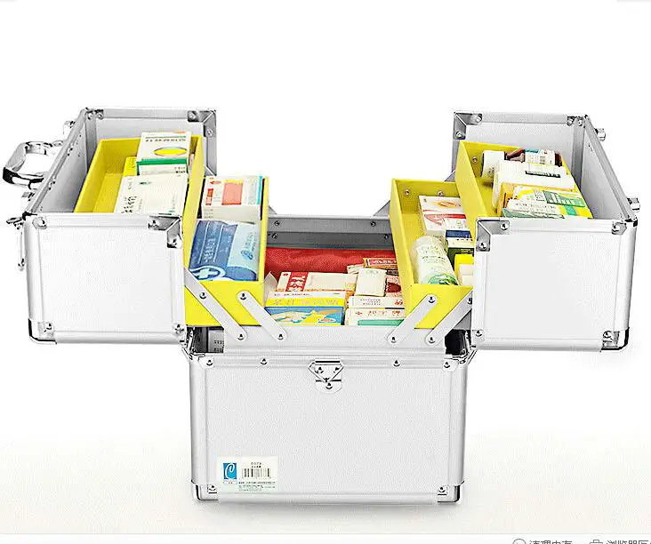 
High Quality Portable with 4 trays First Aid Medical Carrying Emergency Cabinet 