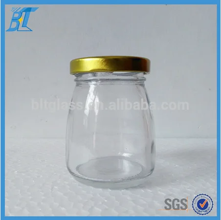 100ml Tinplate screw top on bottle glass container for cookies desserts pudding jar pudding cup