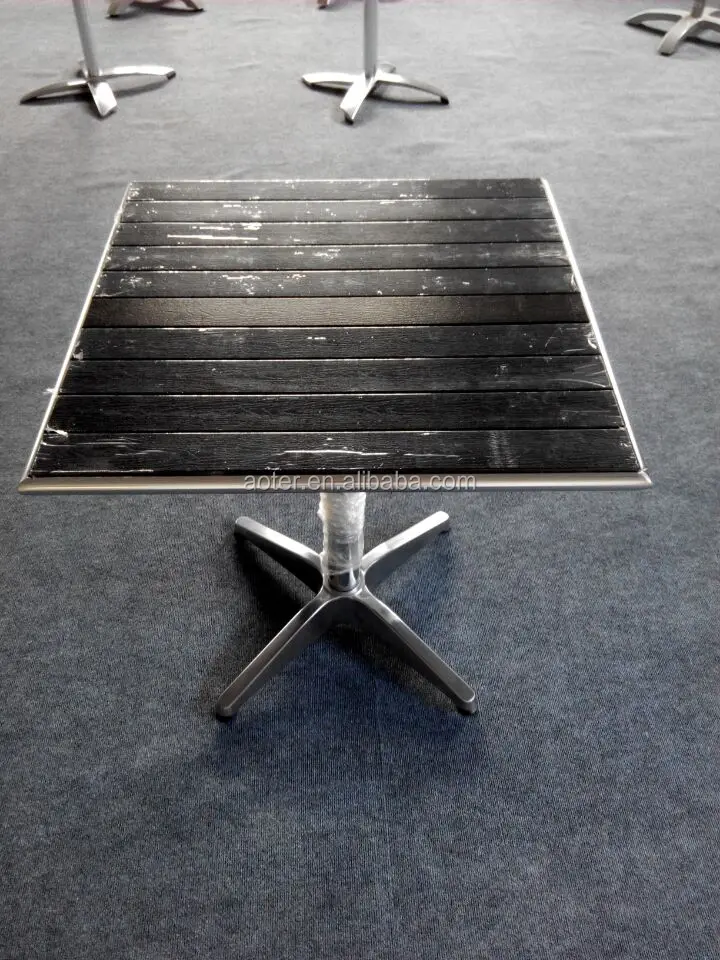 Trade assurance restaurant Black square custom aluminum plastic wood dining table