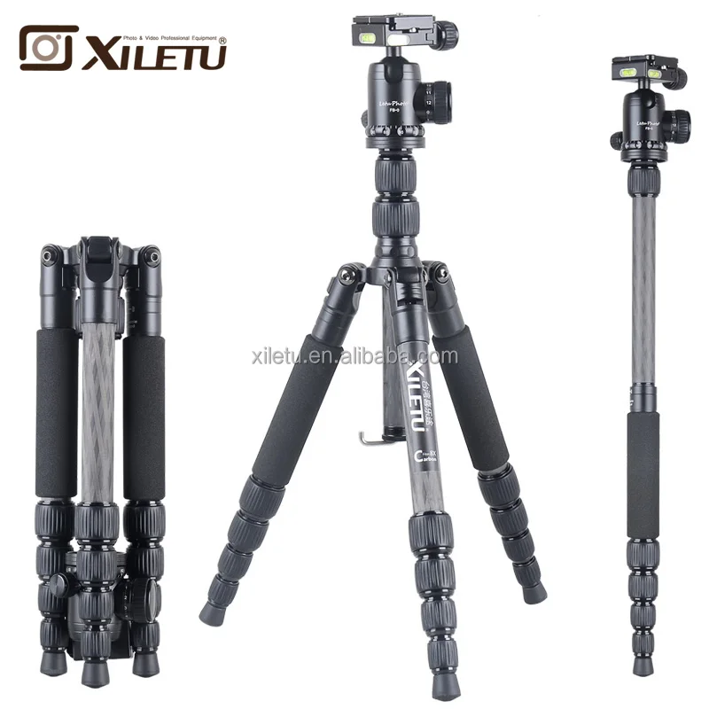 
XILETU T225C+FB-0 Portable Carbon Fiber Tripod&Ball Head Removable Monopod For DSLR Digital camera 