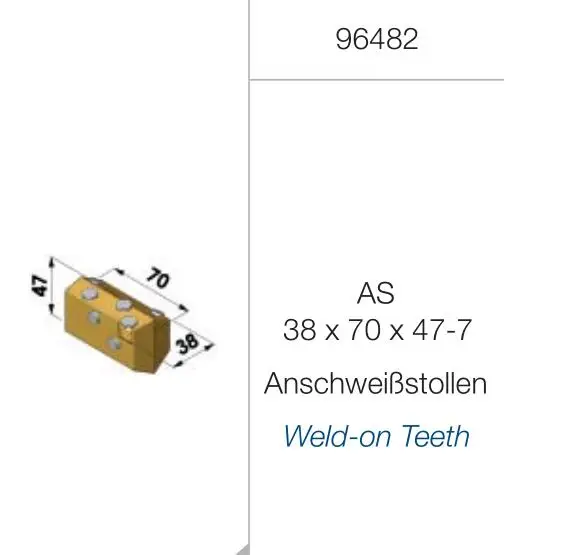 Betek BA04  welding bar  Weld-on teeth BA70-38 for bauer 96482