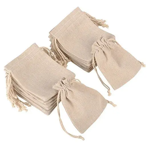 
Canvas Gift Packing Pouch Plain Small Natural Cotton Line Blank Drawstring Bags 