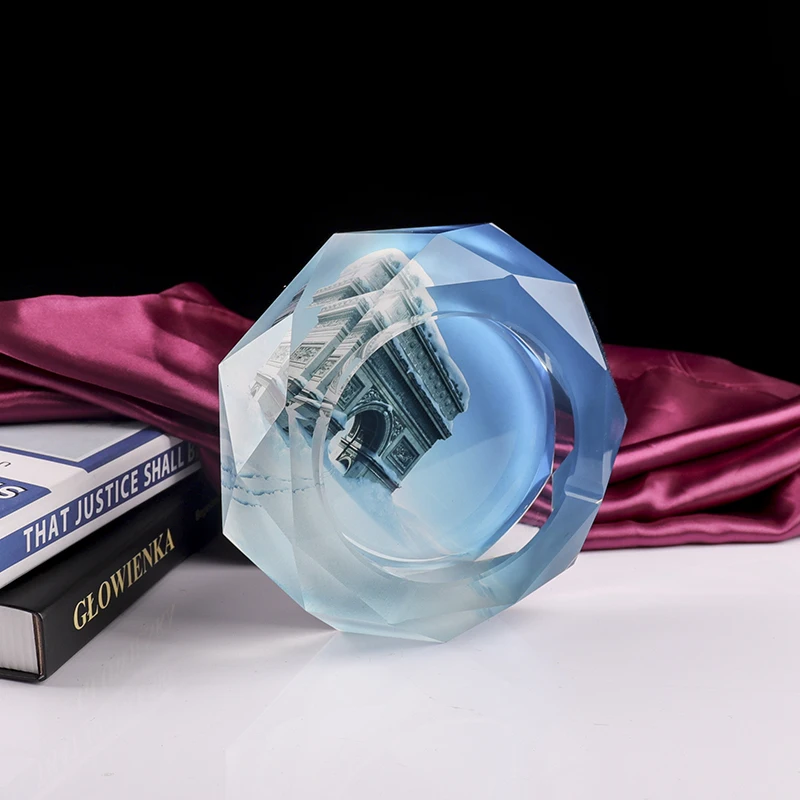 
Custom Personal Logo Painted Colorful Photo Crystal Glass Ashtray 