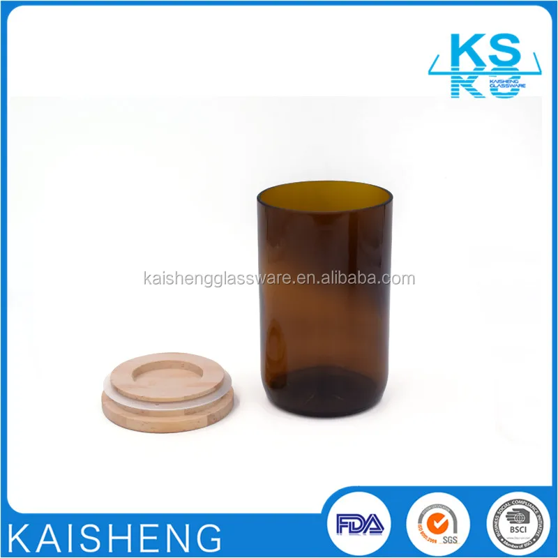 
Wholesale recycled wine glass geo cut amber jars for candles 