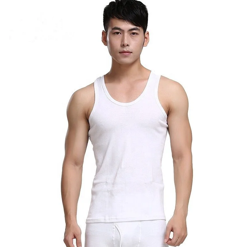 2024 Hot Sale 100% Cotton Breathable Undershirts Vest  Men Plus Size Quick Dry Vest Underwear