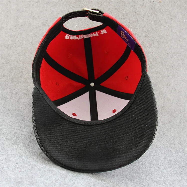 New authentic black snakeskin Sport Hats Men Embroidered Hip hop cap flat brim snapback Caps