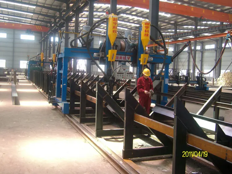 high effciency and heavy duty steel structure h beam horizontal production line