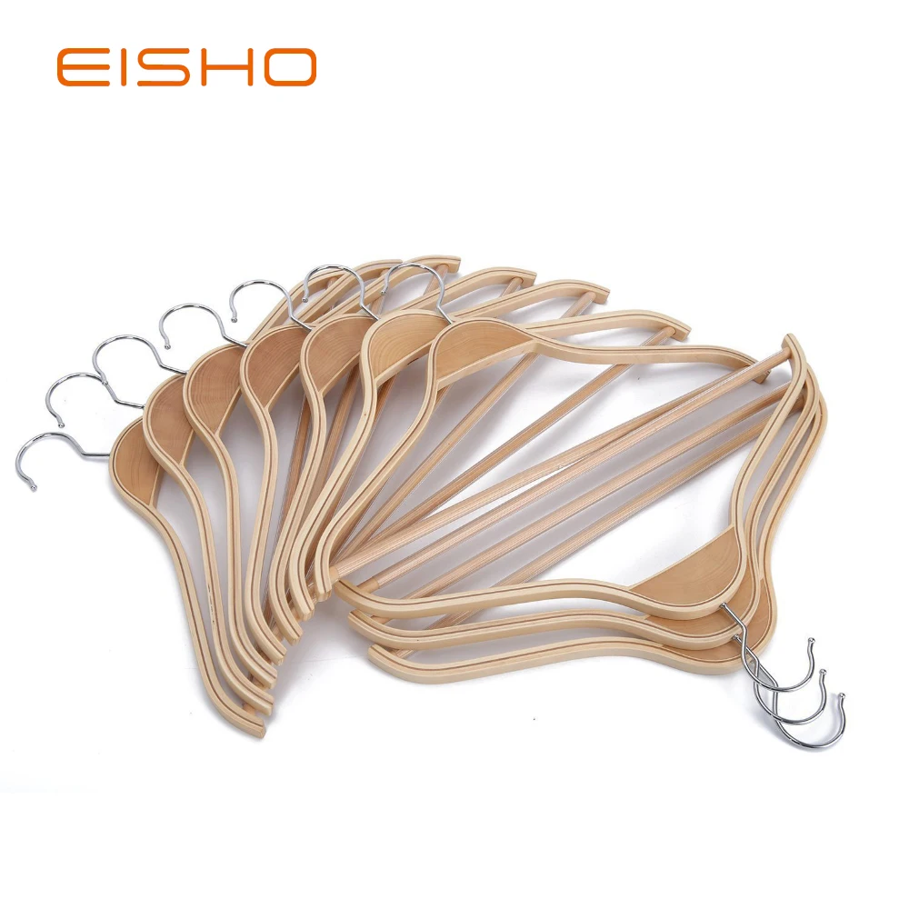 Eisho Heavy Solid Broad Shoulder Anti-slip Wooden Laminated Wall Kids Hair Hanger