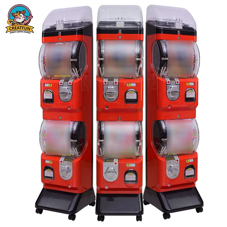 2019 popular double coin operated toy gumball  candy capsule vending machine