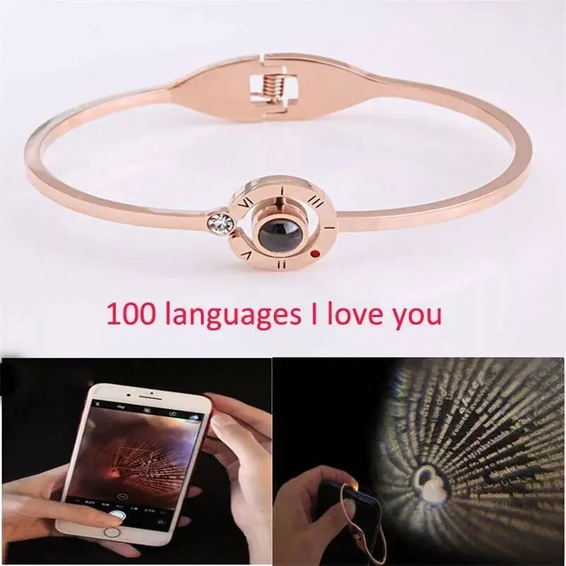 Newest 18k Gold &Silver 100 languages I love you Custom Women Necklace
