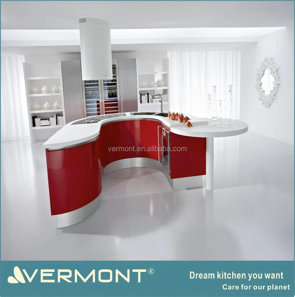 Europe Hot Sale Customized Red Lacquer Kitchen Unit