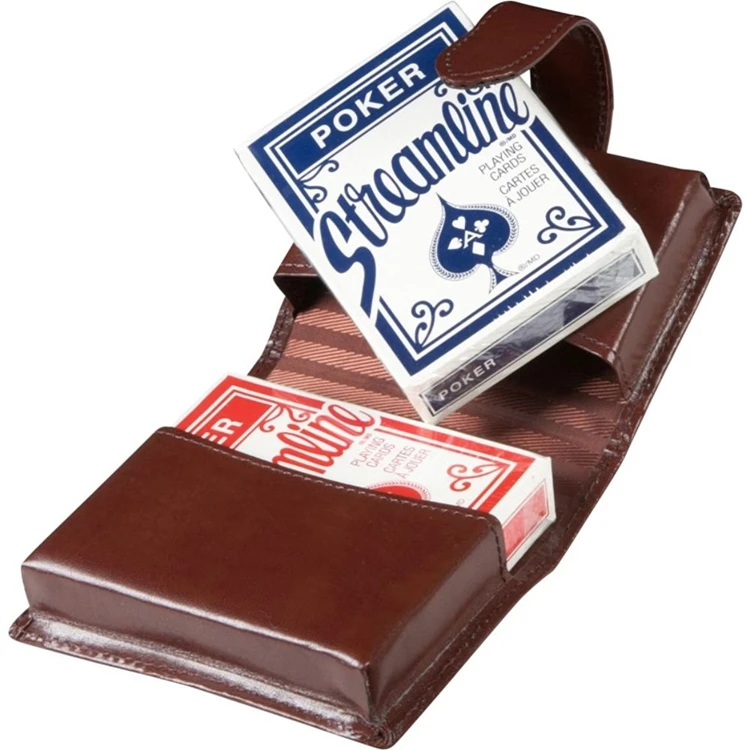 fashion double decker PU leather playing card case gift