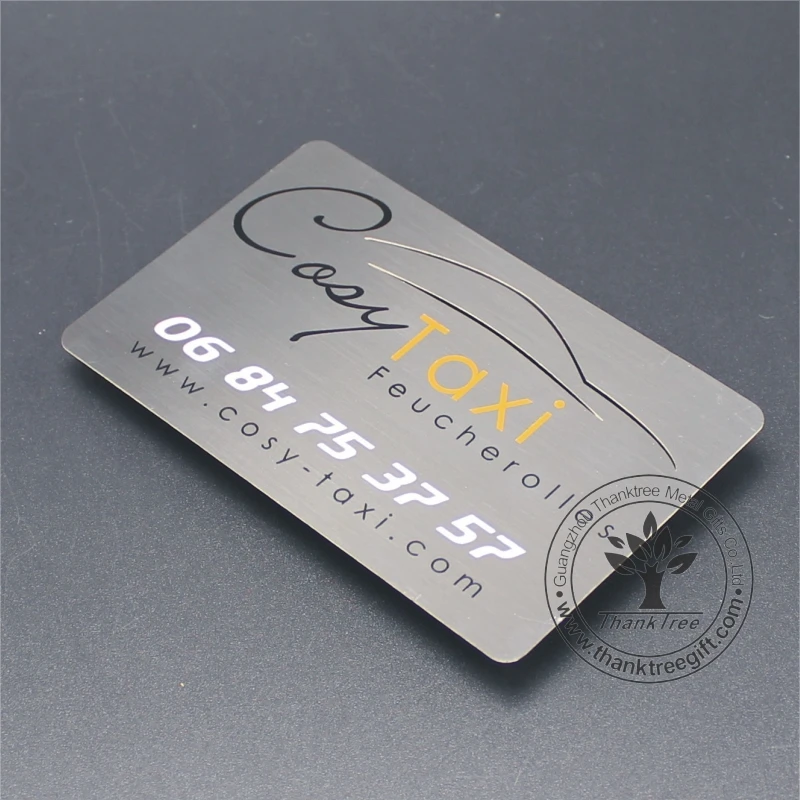 
metal craft China manufacture brushed silver plated metal business card 
