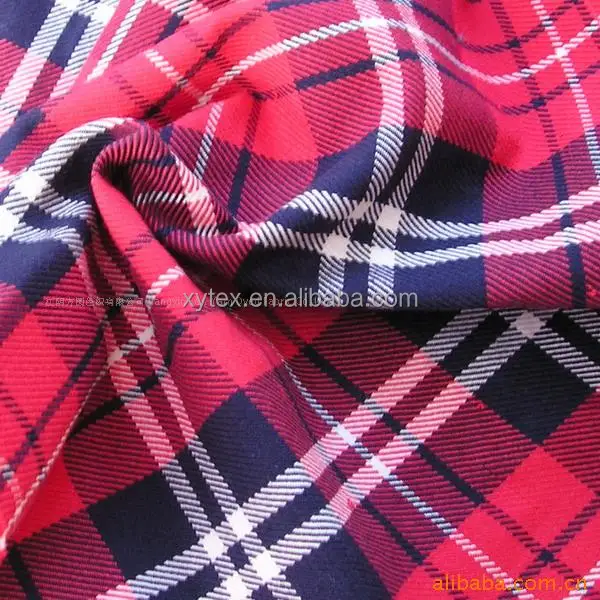 red plaid cotton printed flannel fabric