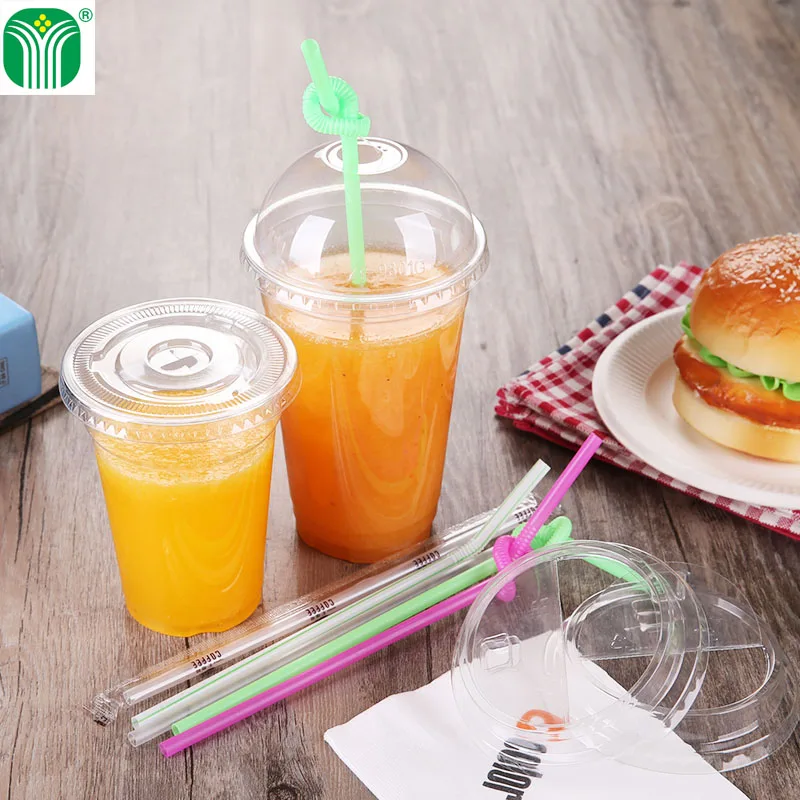 
custom disposable clear plastic cup with lid and straw 