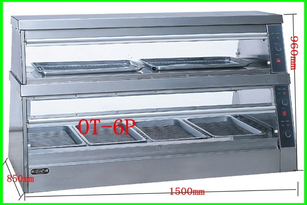 Kitchen Equipment For Restaurant With Best Price Buffet Stainless Steel Food Warmer Glass Showcase(OT-6P)