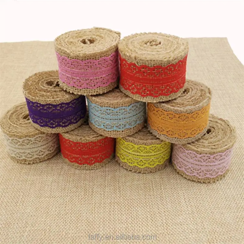 4cm Vintage Wedding Centerpieces Decoration Sisal Lace Trim natural Jute Hessian Rustic Burlap Ribbon