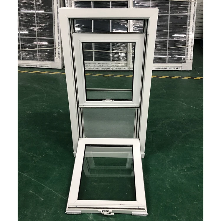American Style Vertical Lift Upward Sliding Glass Window Upvc Frame Sliding Hung Window For House Building