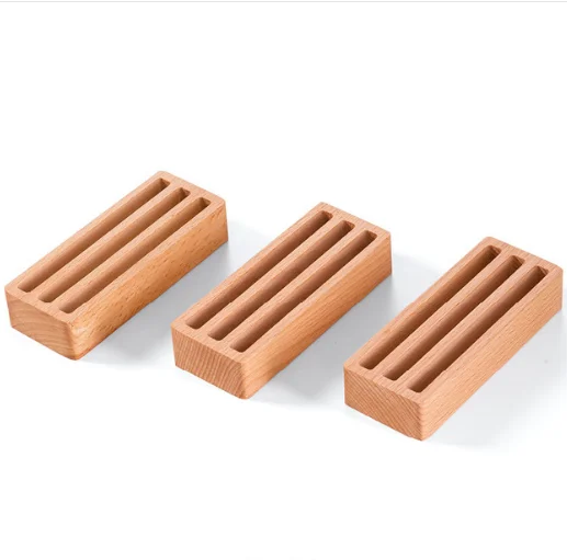 
Nature solid wooden name card display organizer business card holder for desk table 