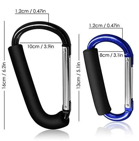 Stroller Hook /New Design D shape with Soft Form Grip for Mommy hook &Baby Hook /Aluminum Carabiner