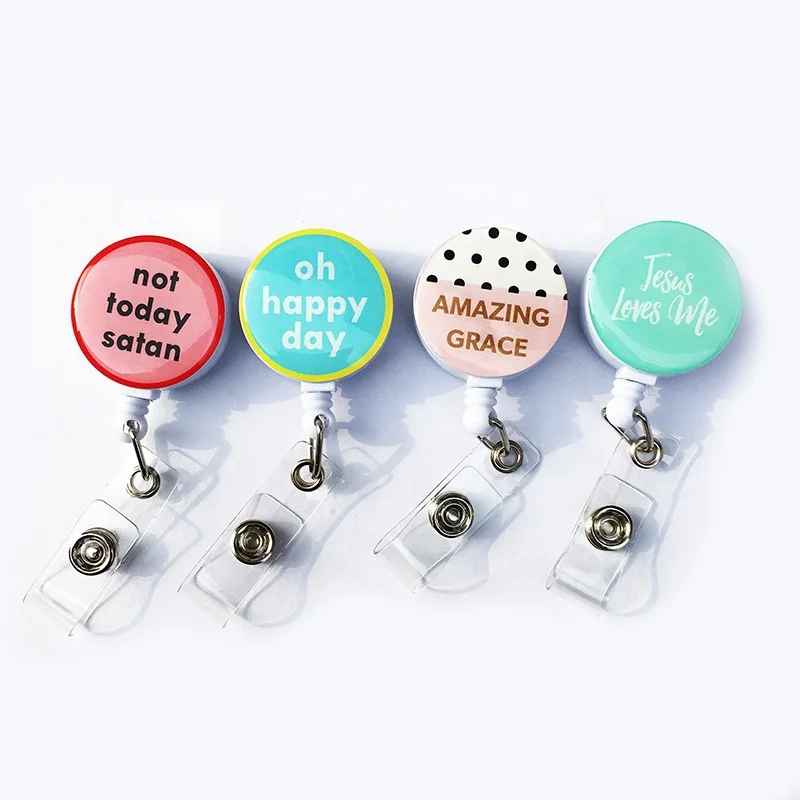 
Button Blank Yoyo Badge Reel with Lanyard ID Retractable Clips 