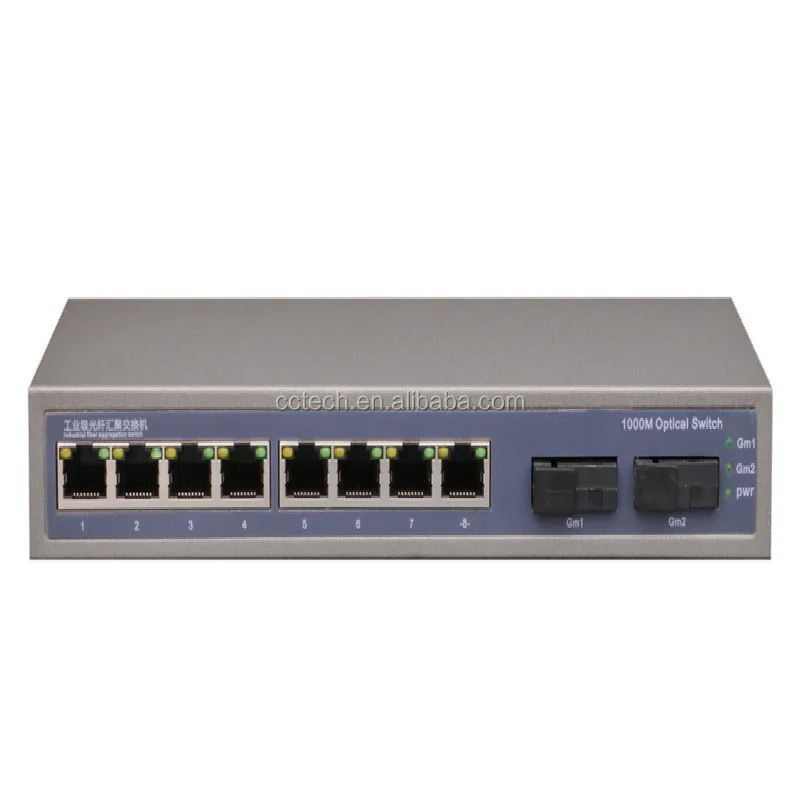 OEM fibre optic switch 8+2 fiber sc port full gigabit network switch 12v