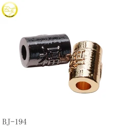 Zinc alloy jewelry accessories customized raise logo cylinder beads for bracelet making