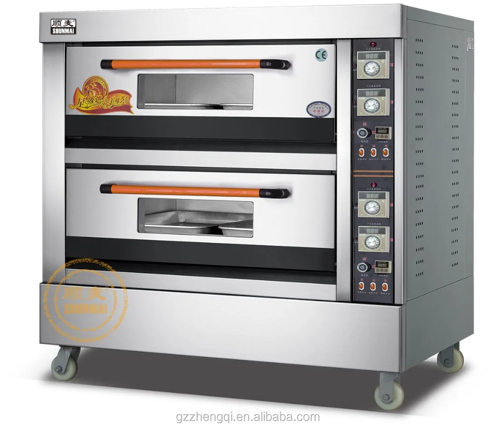 Full automatic baking machine run by gas capacity 2 deck 4 trays bread oven for commercial use