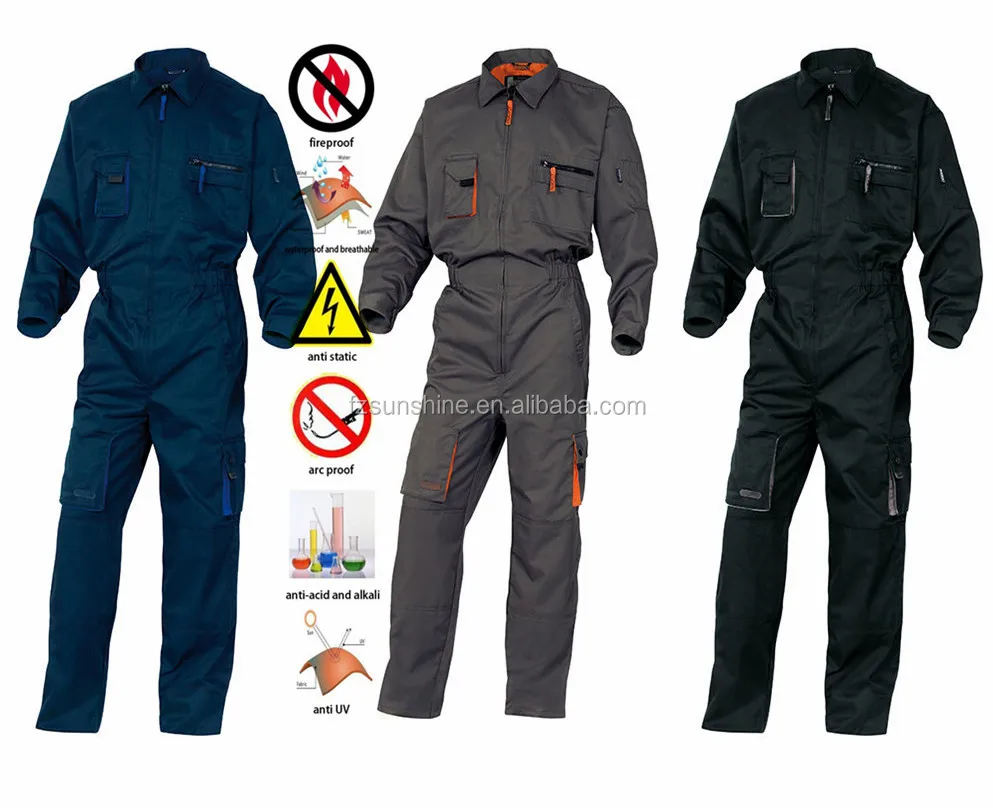 Polycotton European Mens workwear overalls with multi-pocket workwear coverall