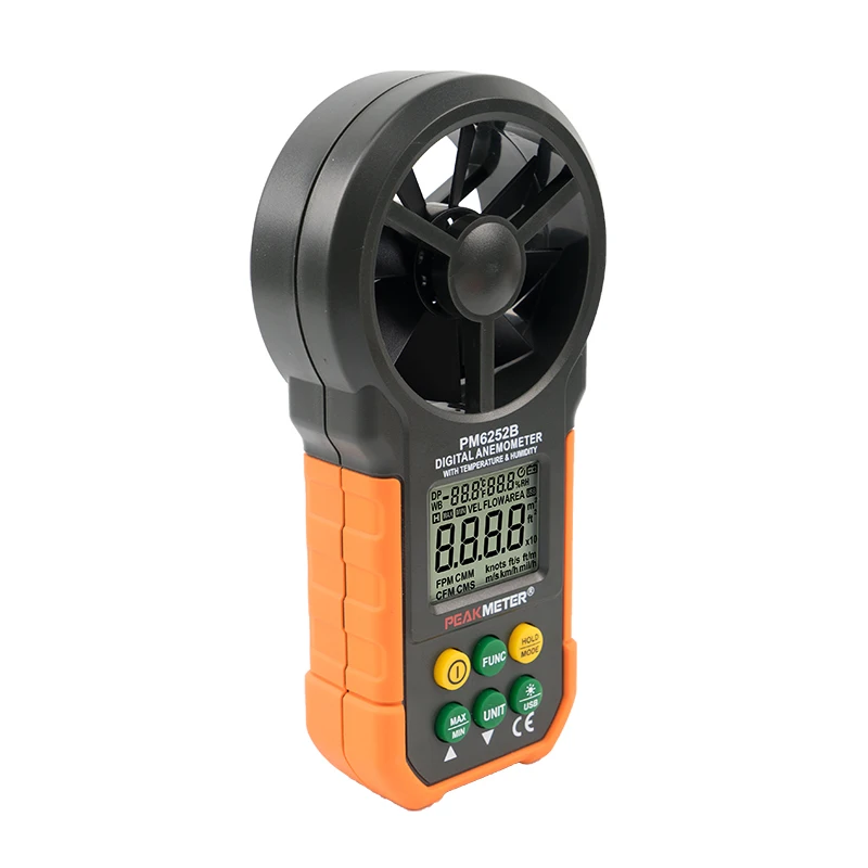 USB Multifunction Air Velocity Temperature Relative Humidity Flow Digital Handheld Anemometer