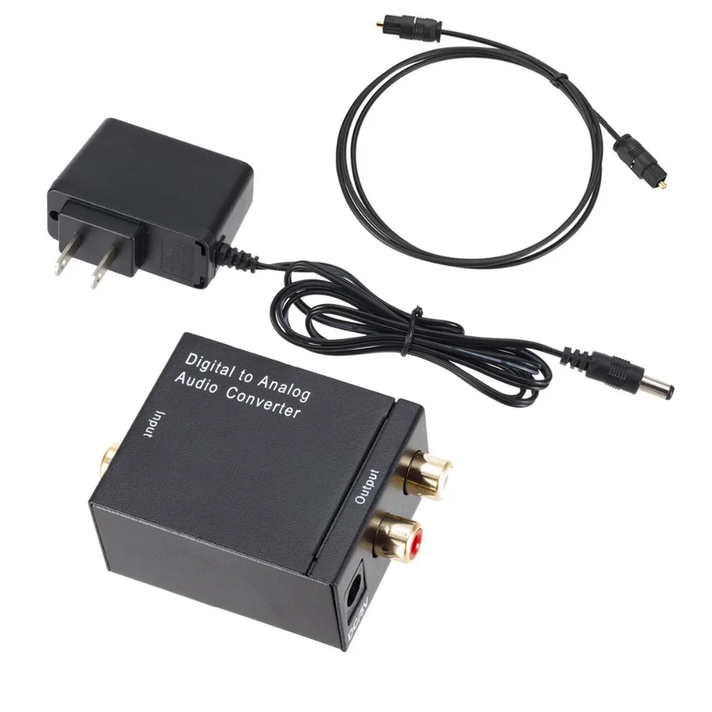 Digital Optical Coaxial Toslink Signal to Analog Audio Converter Adapter RCA Digital To Analog Audio Converter