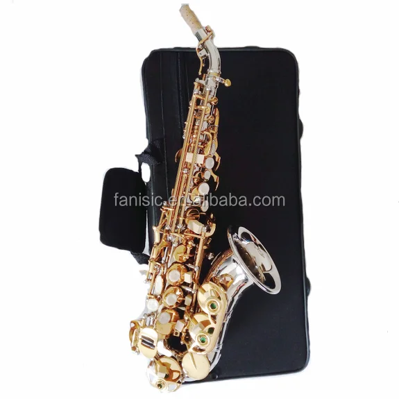 chinese musical instrument brass saxophone nickel plated small curved soprano saxophone