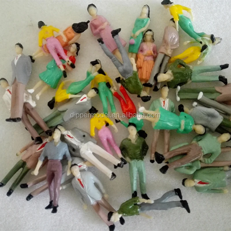 1:50 O scale color painted plastic miniature model human figures for architectural model and train model layout