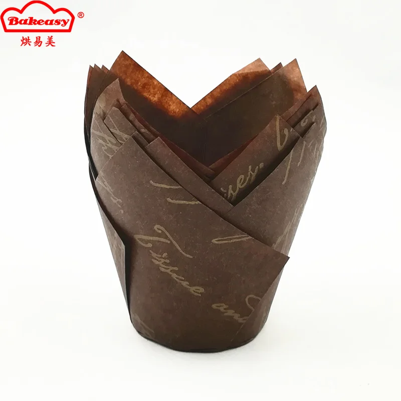 Baking Liners tulip muffin cup new design hot 200pcs Pack Gold Leaf print