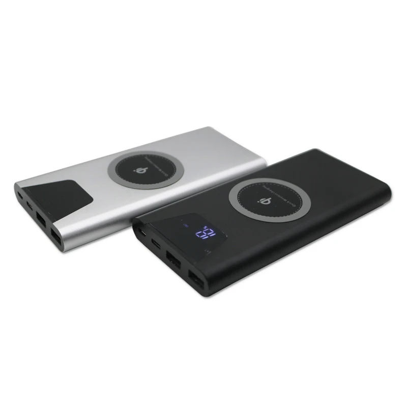 
Metal wireless portable fast charger power bank 10000mah 