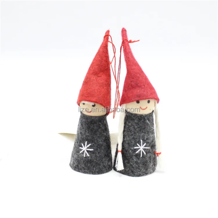 Christmas decoration home craft wood felt elf ornament