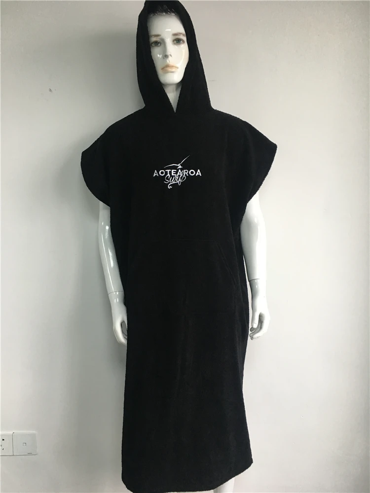 Quick dry cotton changing robe adult custom hooded poncho towel adult surfing poncho towel