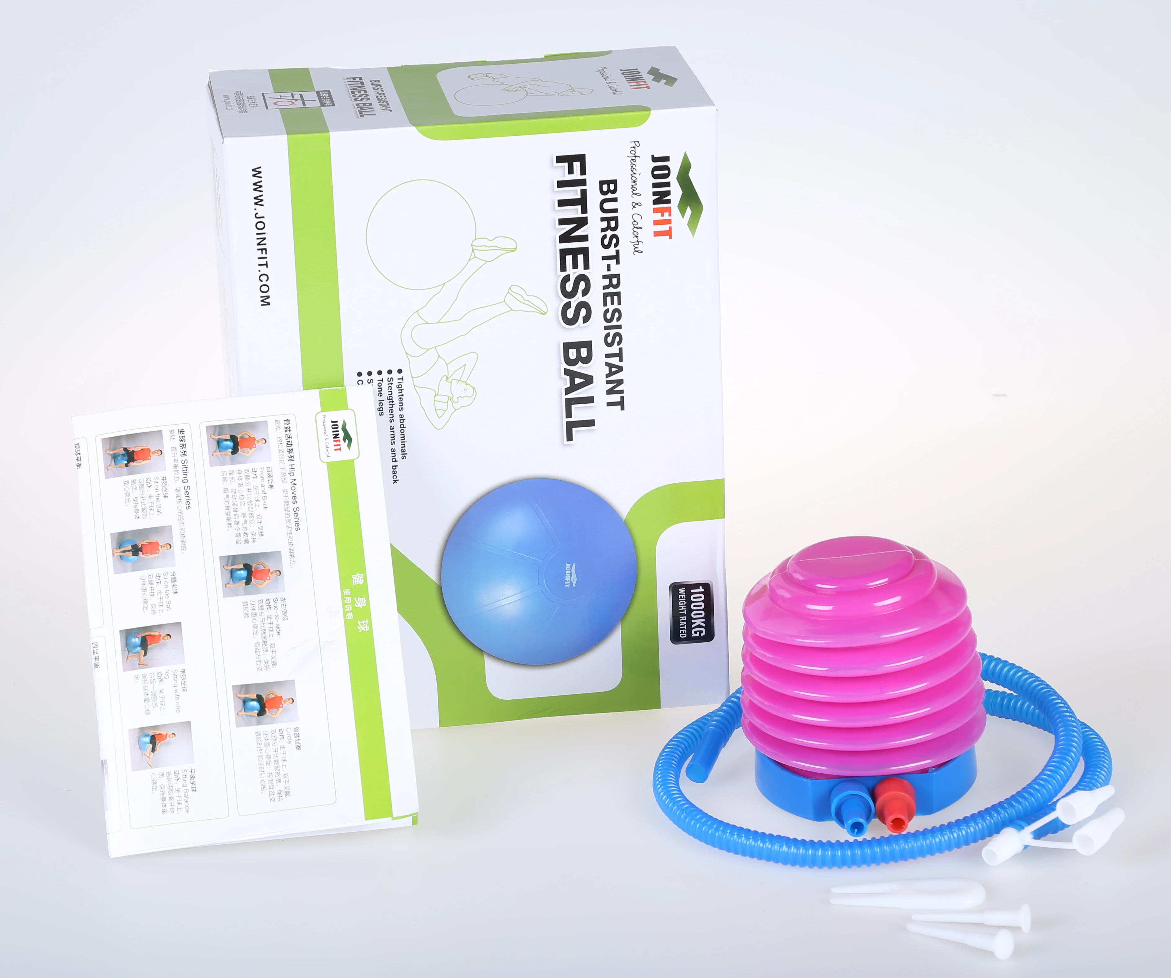 Exercise Ball Multiple Sizes for Stability, Balance & Yoga Workout Guide & Quick Pump Included Anti Burst