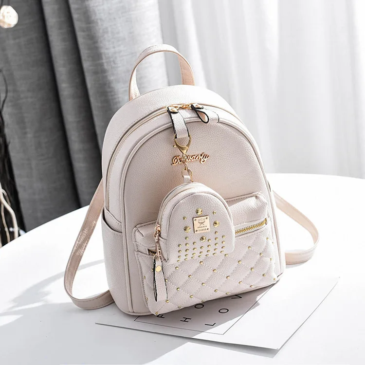 Bag Manufacturer China Hot Sale Gray Color Women Wash Leather Backpack For Young Girls