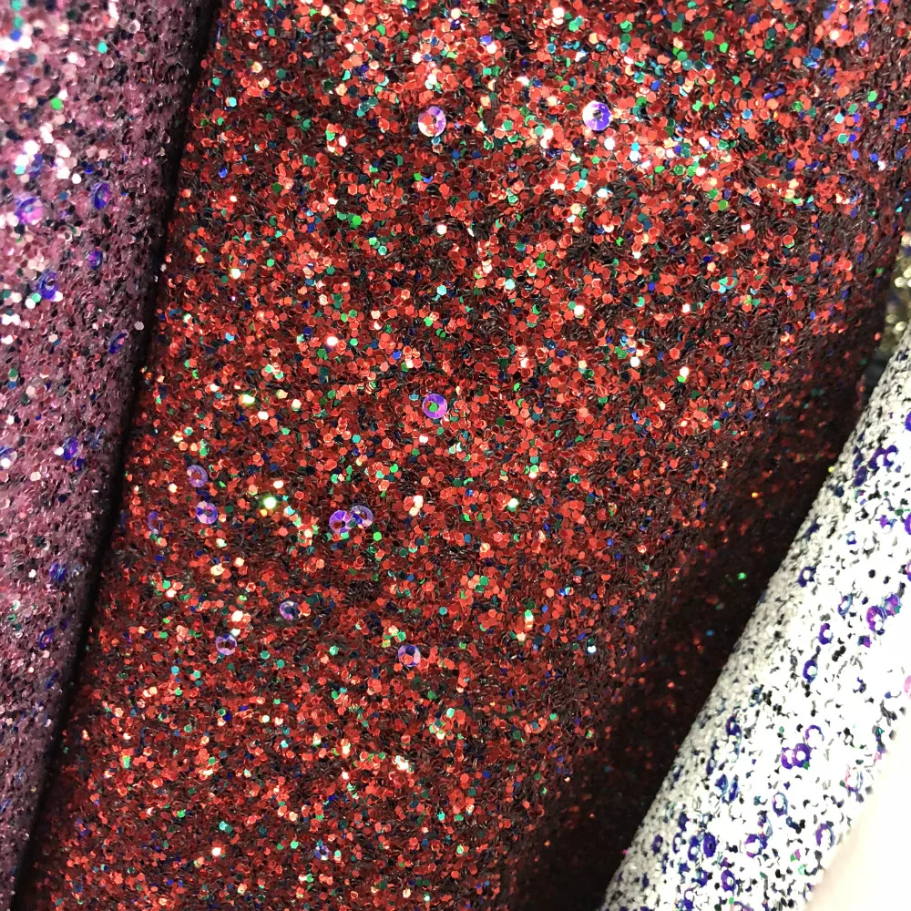2018 new design super shiny sequin chunky glitter fabric for christmas decoration