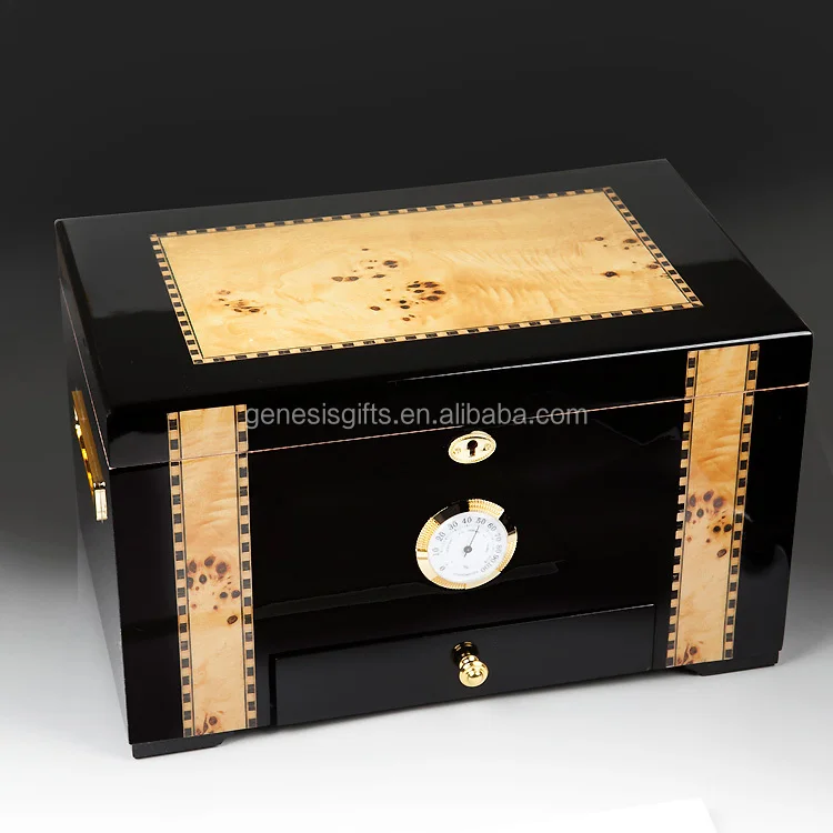 Luxury Spanish Cedar Wooden Cigar Humidor Box with A Drawer