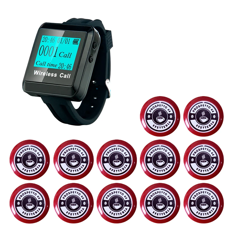 Artom restaurant  cafe hotel room service call system Smart wireless wrist watch pager receiver with 10 call buttons