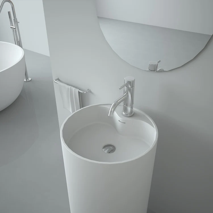 SM-8505 Solid surface sink, round and black pedestal basin